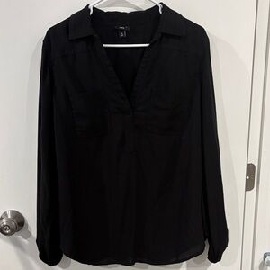 torrid Black Long-Sleeve V-Neck blouse